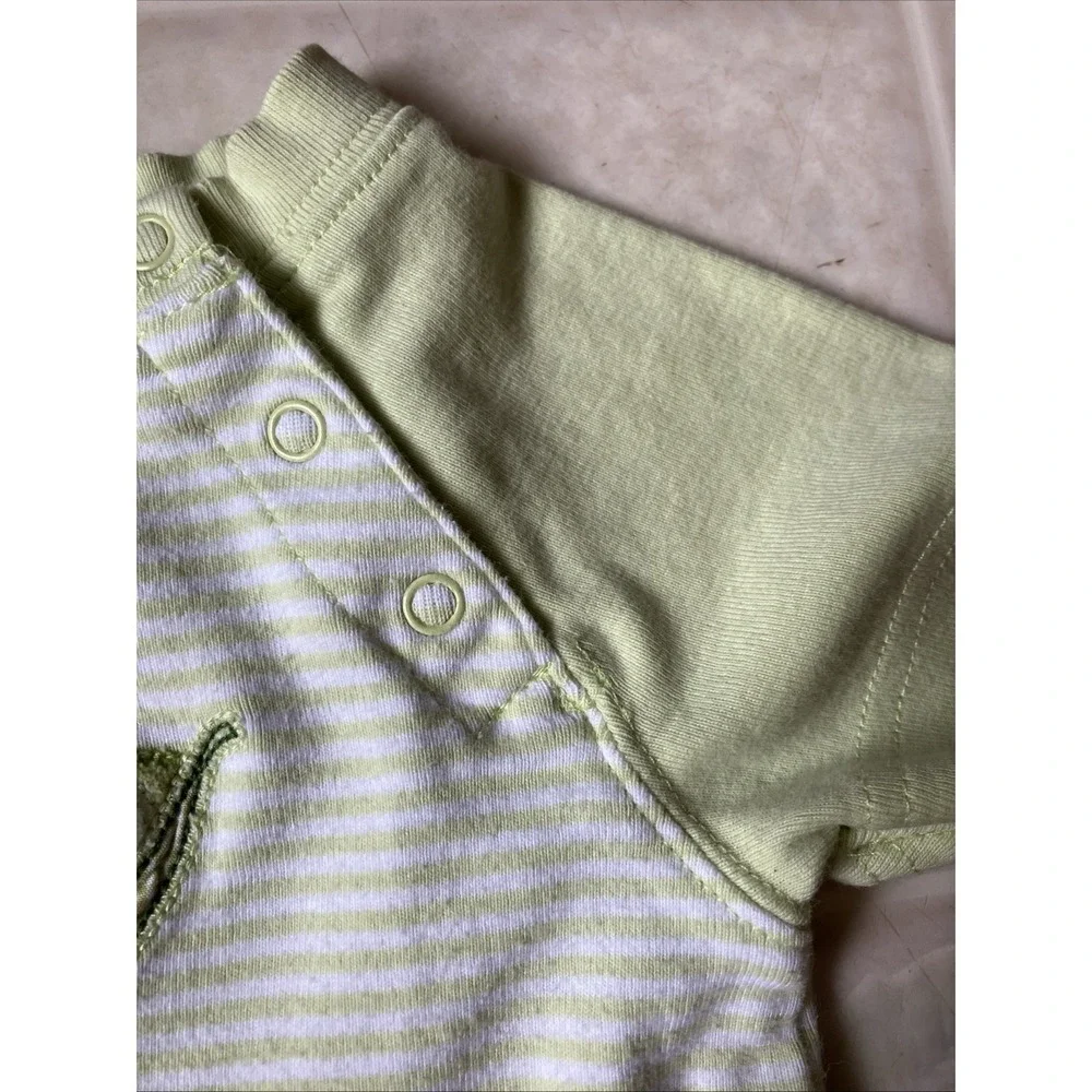Gymboree Vintage Sweet Pea Green Striped Short Sleeve Romper, 0-3 mo. 240268084